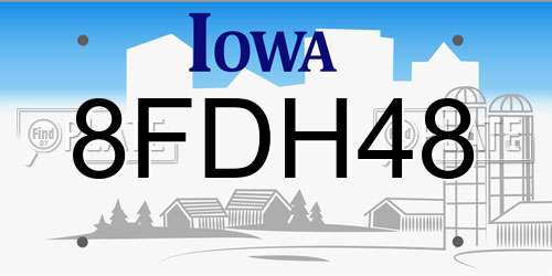 8FDH48 Iowa License Plate