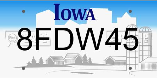 8FDW45 Iowa License Plate