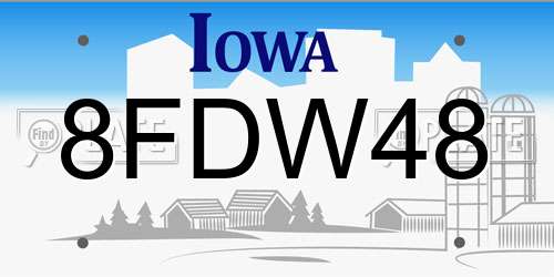 8FDW48 Iowa License Plate