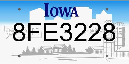 8FE3228 Iowa License Plate