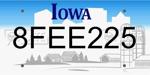 8FEE225 Iowa License Plate