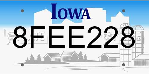 8FEE228 Iowa License Plate