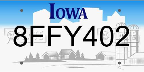 8FFY402 Iowa License Plate