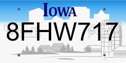 8FHW717 Iowa License Plate