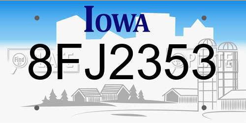 8FJ2353 Iowa License Plate