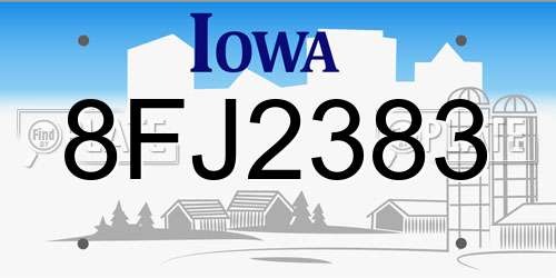 8FJ2383 Iowa License Plate
