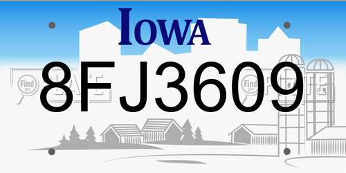 8FJ3609 Iowa License Plate