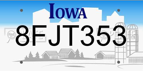 8FJT353 Iowa License Plate