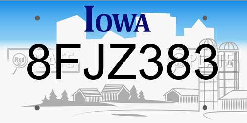 8FJZ383 Iowa License Plate