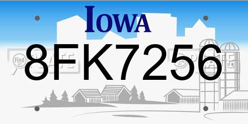 8FK7256 Iowa License Plate