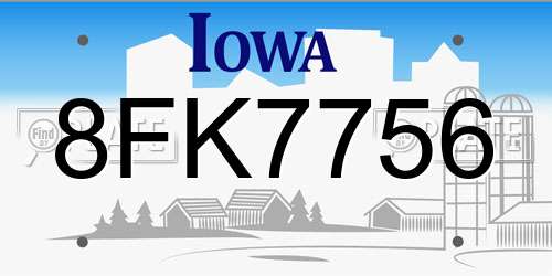 8FK7756 Iowa License Plate