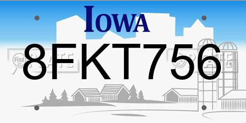 8FKT756 Iowa License Plate
