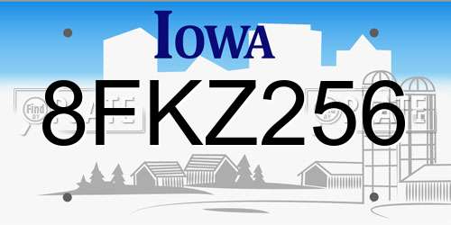 8FKZ256 Iowa License Plate