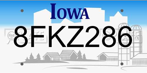 8FKZ286 Iowa License Plate
