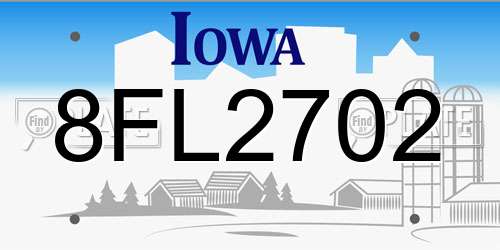 8FL2702 Iowa License Plate