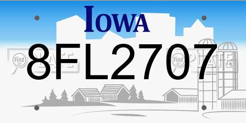 8FL2707 Iowa License Plate
