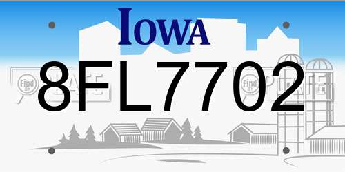 8FL7702 Iowa License Plate