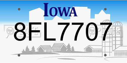 8FL7707 Iowa License Plate
