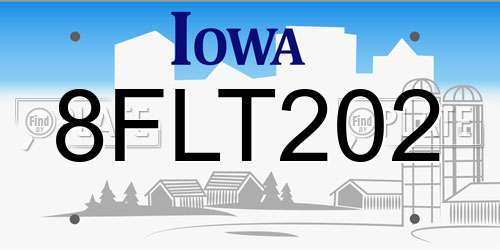 8FLT202 Iowa License Plate