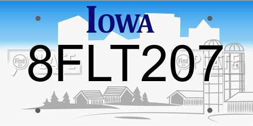8FLT207 Iowa License Plate