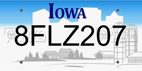 8FLZ207 Iowa License Plate