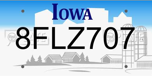 8FLZ707 Iowa License Plate