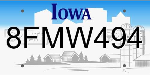 8FMW494 Iowa License Plate