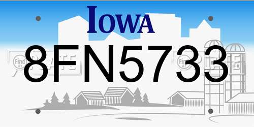8FN5733 Iowa License Plate