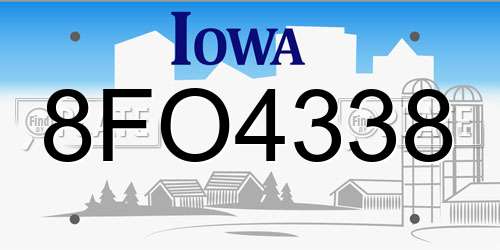 8FO4338 Iowa License Plate