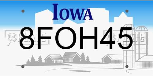 8FOH45 Iowa License Plate
