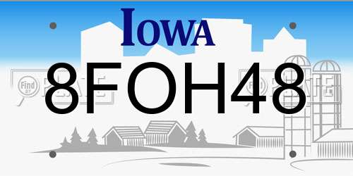 8FOH48 Iowa License Plate