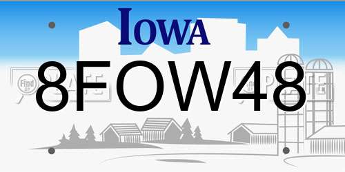 8FOW48 Iowa License Plate