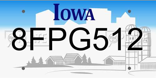 8FPG512 Iowa License Plate