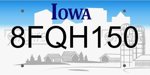 8FQH150 Iowa License Plate