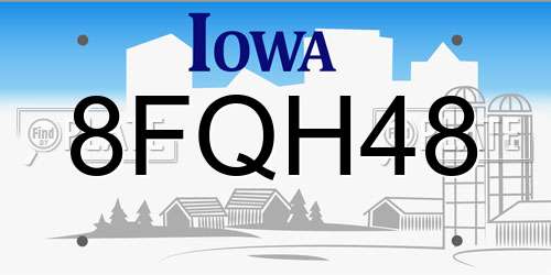 8FQH48 Iowa License Plate