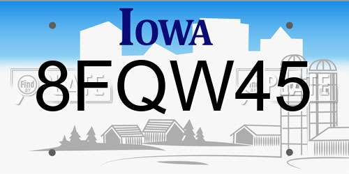 8FQW45 Iowa License Plate