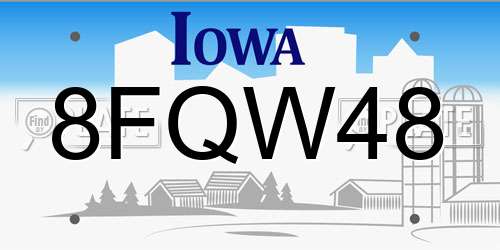 8FQW48 Iowa License Plate