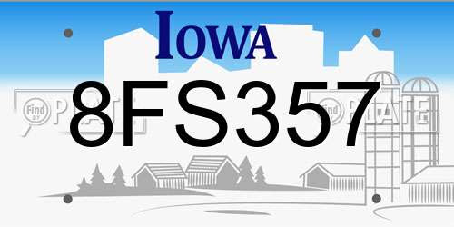 8FS357 Iowa License Plate