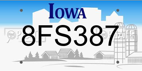 8FS387 Iowa License Plate