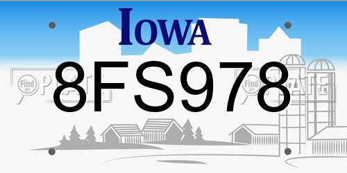 8FS978 Iowa License Plate