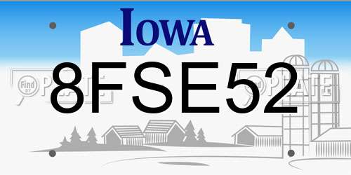 8FSE52 Iowa License Plate