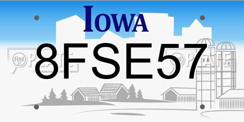 8FSE57 Iowa License Plate