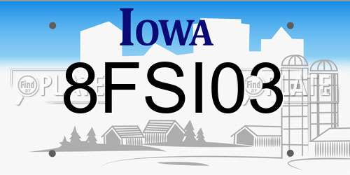 8FSI03 Iowa License Plate