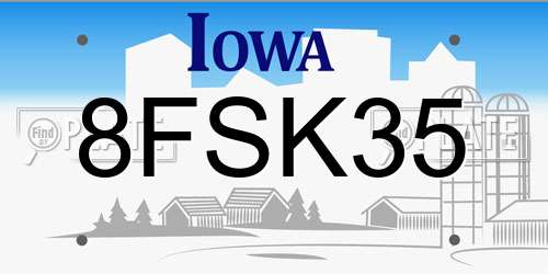 8FSK35 Iowa License Plate