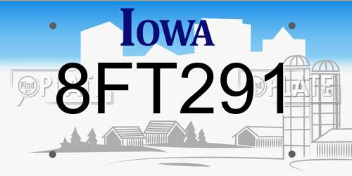 8FT291 Iowa License Plate
