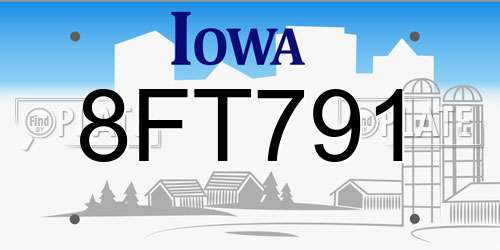8FT791 Iowa License Plate