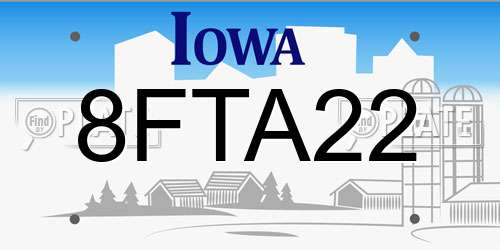 8FTA22 Iowa License Plate