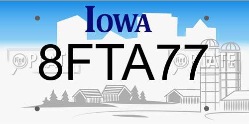 8FTA77 Iowa License Plate