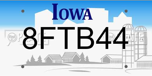 8FTB44 Iowa License Plate