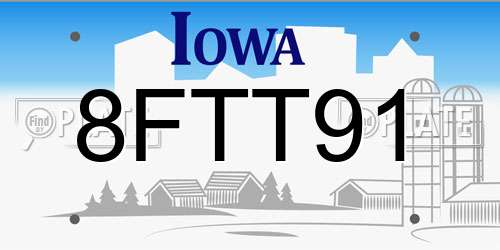 8FTT91 Iowa License Plate